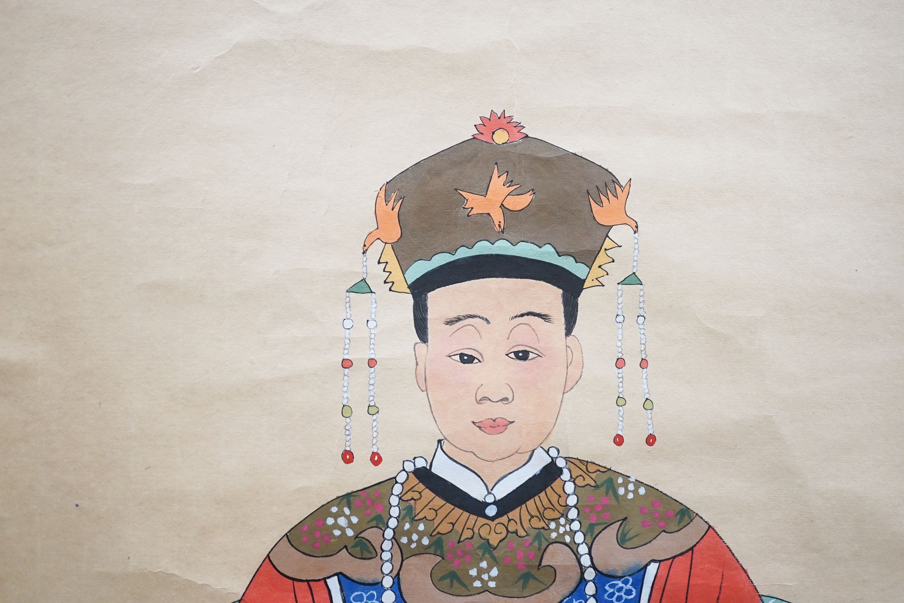 A painted wall hanging, Chinese dignitary